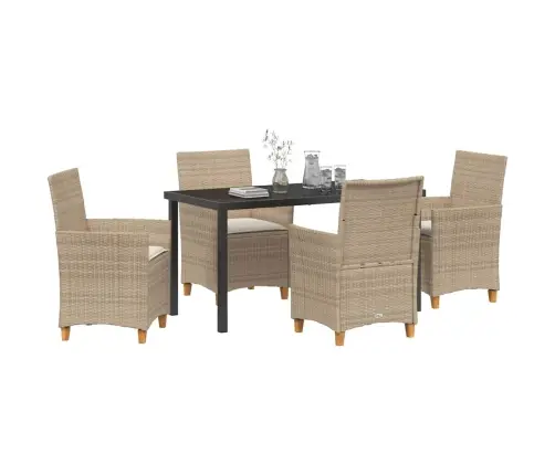 Sodo Valgomojo Komplektas 5 Pcs Smėlio Poliratanas Sodo Valgomojo Komplektas 5 Pcs Smėlio Poliratanas