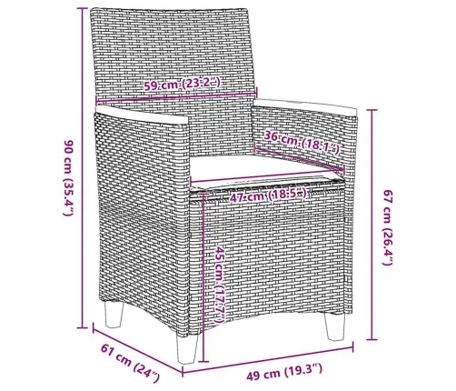 5 Daļu Dārza Ēdamgalda Komplekts Ar Spilveniem - Melns Polyratans. Vidaxl
