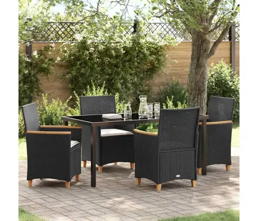 Sodo Valgomojo Komplektas 5 Pcs Juoda Poliratanas