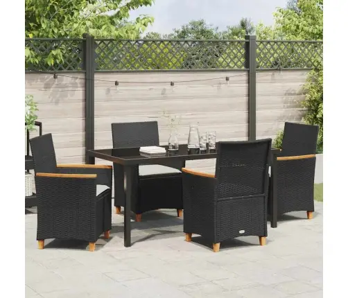 Sodo Valgomojo Komplektas 5 Pcs Juoda Poliratanas