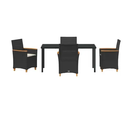 Sodo Valgomojo Komplektas 5 Pcs Juoda Poliratanas