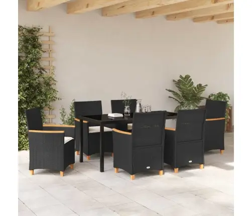 Sodo Valgomojo Komplektas 7 Pcs Juoda Poliratanas