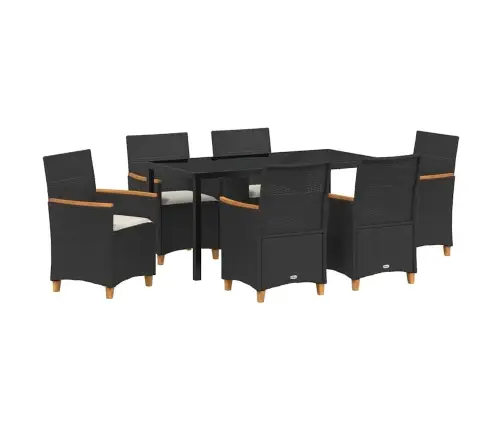 Sodo Valgomojo Komplektas 7 Pcs Juoda Poliratanas