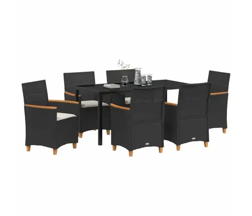 Sodo Valgomojo Komplektas 7 Pcs Juoda Poliratanas