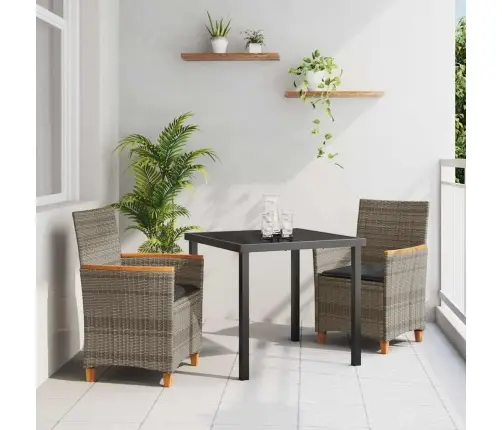 3 Daļu Dārza Ēdināšanas Komplekts Ar Spilveniem Pelēkā Poli Rattanā. Vidaxl