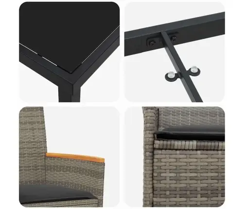 Sodo Valgomojo Komplektas 5 Pcs Pilka Poliratanas