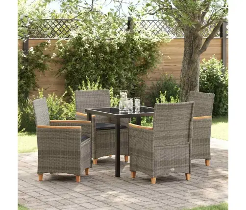 Sodo Valgomojo Komplektas 5 Pcs Pilka Poliratanas