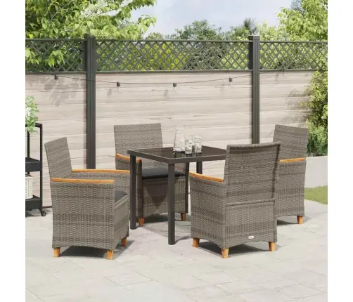 Sodo Valgomojo Komplektas 5 Pcs Pilka Poliratanas