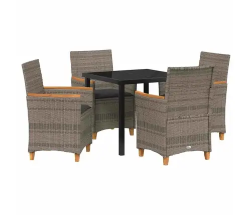 Sodo Valgomojo Komplektas 5 Pcs Pilka Poliratanas