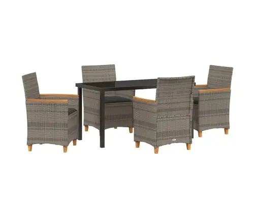 5 Daļu Dārza Galds Ar Spilveniem, Pelēkā Krāsā, Polyratans Vidaxl