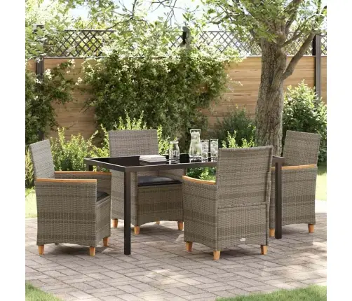 5 Daļu Dārza Pusdienu Komplekts Ar Spilveniem, Pelēkā Poliratanā. Vidaxl