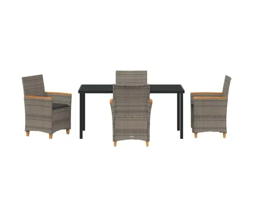 5 Daļu Dārza Pusdienu Komplekts Ar Spilveniem, Pelēkā Poliratanā. Vidaxl