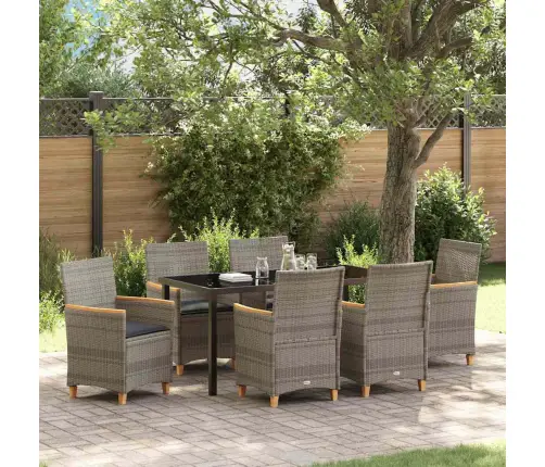 7 Daļu Dārza Galds Ar Spilveniem Pelēkā Poliratanā Vidaxl