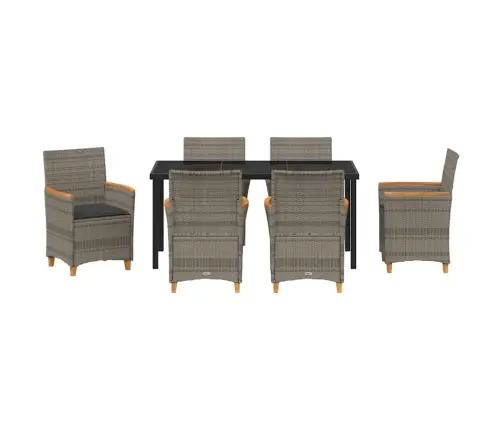 7 Daļu Dārza Galds Ar Spilveniem Pelēkā Poliratanā Vidaxl