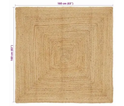 Paklājs Bēša 160 X 160 Cm Džuta Vidaxl