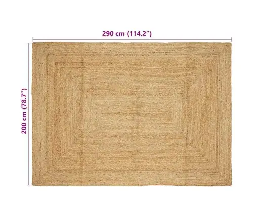 Paklājs Bēša 200 X 290 Cm Džuta Vidaxl