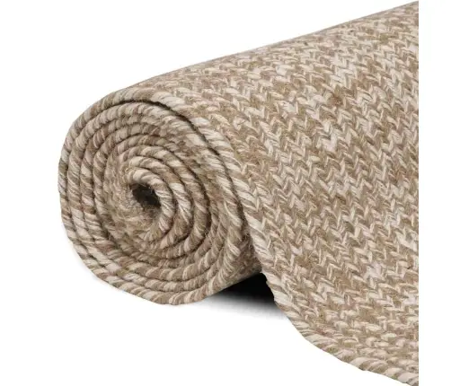 Paklājs Pinuma Raksts Dabisks Un Balts 80 X 300 Cm Džuta Vidaxl