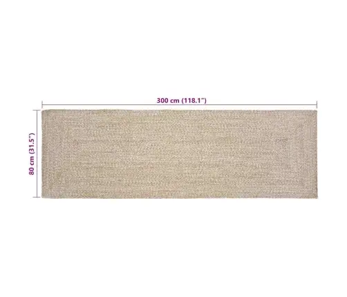 Paklājs Pinuma Raksts Dabisks Un Balts 80 X 300 Cm Džuta Vidaxl