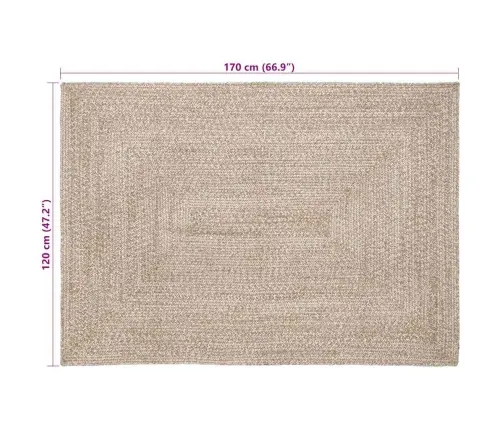 Paklājs Dabisks Un Balts 120 X 170 Cm Džuta Vidaxl