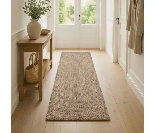 Paklājs Pinuma Raksts Dabīga Un Melna 60 X 110 Cm Džuta Vidaxl