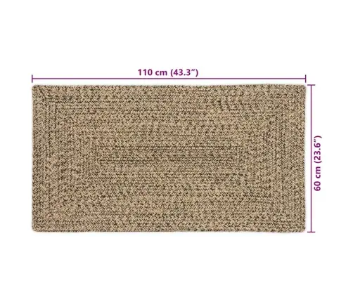 Paklājs Pinuma Raksts Dabīga Un Melna 60 X 110 Cm Džuta Vidaxl