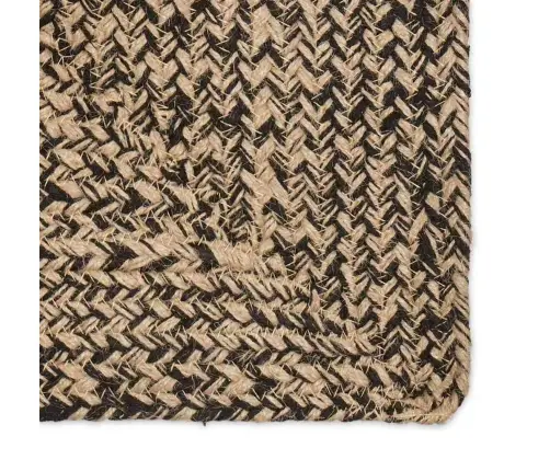 Paklājs Pinuma Raksts Dabīga Un Melna 60 X 250 Cm Džuta Vidaxl