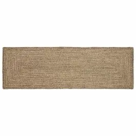 Paklājs Dabīga Un Melna 80 X 300 Cm Džuta Vidaxl