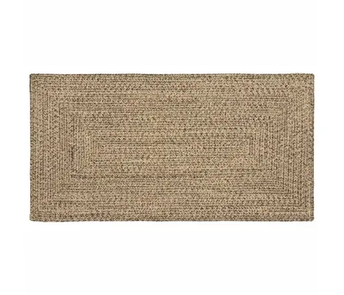 Paklājs Pinuma Raksts Dabīga Un Melna 100 X 200 Cm Džuta Vidaxl