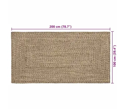 Paklājs Pinuma Raksts Dabīga Un Melna 100 X 200 Cm Džuta Vidaxl