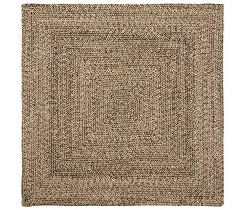 Paklājs Pinuma Raksts Dabīga Un Melna 120 X 120 Cm Džuta Vidaxl