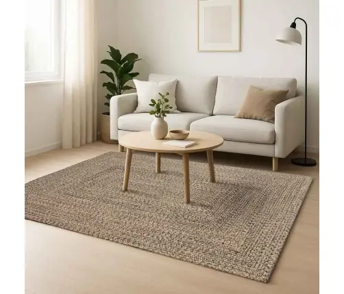 Kilimas Natūralios Ir Juodos Spalvos 240 X 340 Cm Džiutas