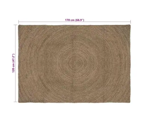 Paklājs Pelēka 120 X 170 Cm Džuta Vidaxl