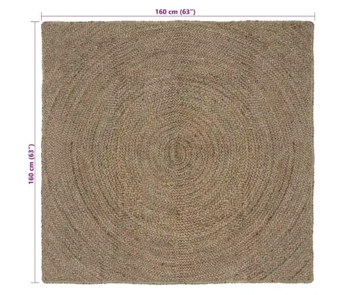 Paklājs Pelēka 160 X 160 Cm Džuta Vidaxl