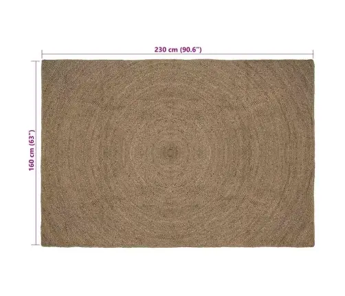 Paklājs Pelēka 160 X 230 Cm Džuta Vidaxl