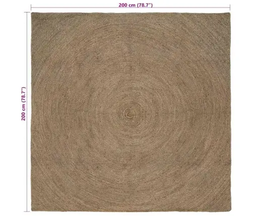 Paklājs Pelēka 200 X 200 Cm Džuta Vidaxl