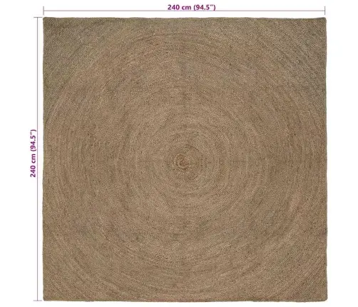 Paklājs Pelēka 240 X 240 Cm Džuta Vidaxl