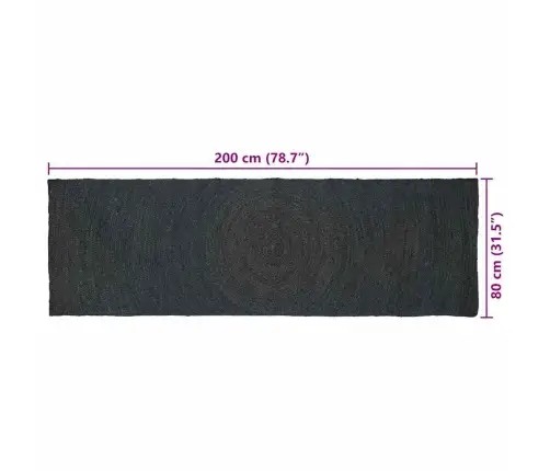 Kilimas Tamsiai Pilka 80 X 200 Cm Džiutas