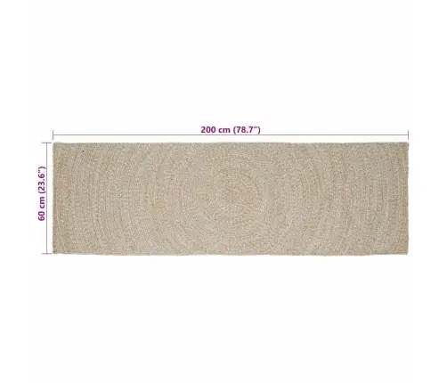 Paklājs Dabisks Un Balts 60 X 200 Cm Džuta Vidaxl