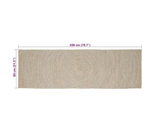 Kilimas Natūrali Ir Balta 80 X 200 Cm Džiutas