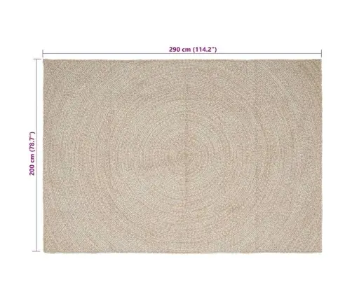 Paklājs Dabisks Un Balts 200 X 290 Cm Džuta Vidaxl