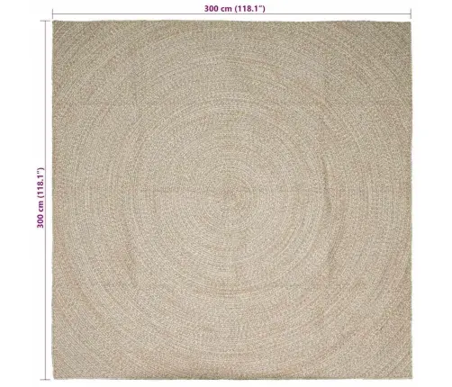 Paklājs Dabisks Un Balts 300 X 300 Cm Džuta Vidaxl