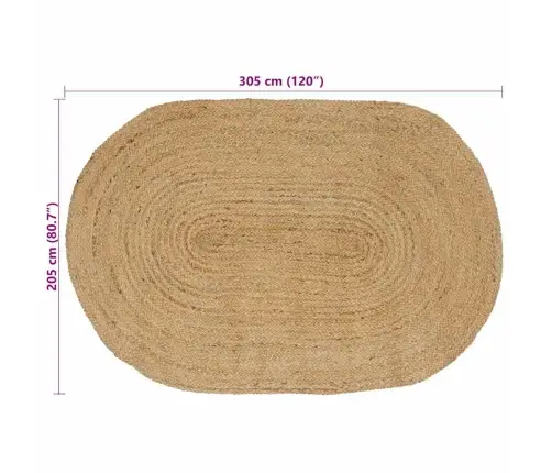 Kilimas Natūrali Ir Juoda 300 X 300 Cm Džiutas