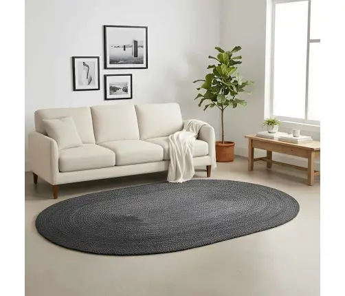 Kilimas Natūrali Ir Juoda 300 X 300 Cm Džiutas