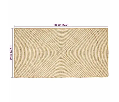 Paklājs Dabisks Un Balts 60 X 110 Cm Džuta Vidaxl