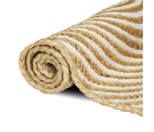 Paklājs Dabisks Un Balts 60 X 300 Cm Džuta Vidaxl