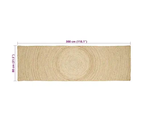 Paklājs Dabisks Un Balts 80 X 300 Cm Džuta Vidaxl