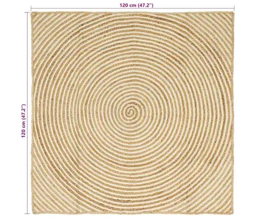 Kilimas Natūrali Ir Balta 120 X 120 Cm Džiutas