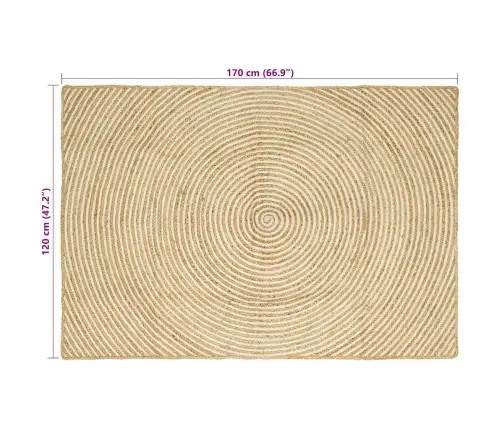 Paklājs Dabisks Un Balts 120 X 170 Cm Džuta Vidaxl