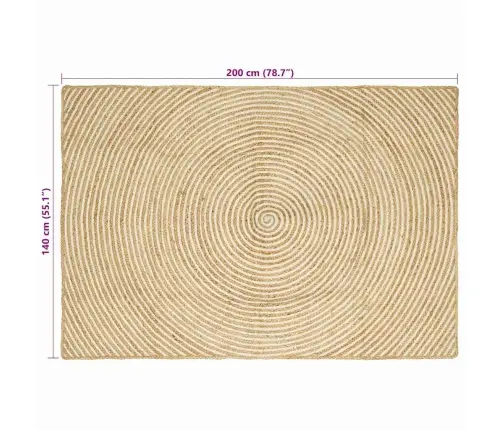 Paklājs Dabisks Un Balts 140 X 200 Cm Džuta Vidaxl