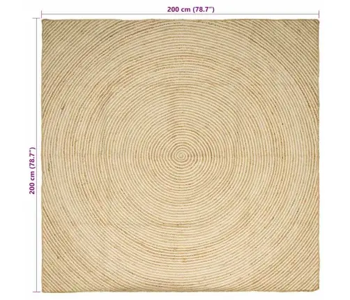 Paklājs Dabisks Un Balts 200 X 200 Cm Džuta Vidaxl